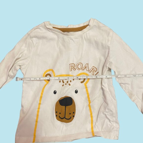 🐻 George Toddler Long Sleeve Tee – White “ROAR” Bear Graphic Top (Size 2T) - Picture 3 of 6
